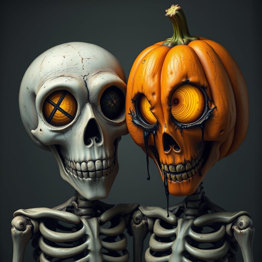 Ethereal Duo in Macabre, Gothic Horror Style