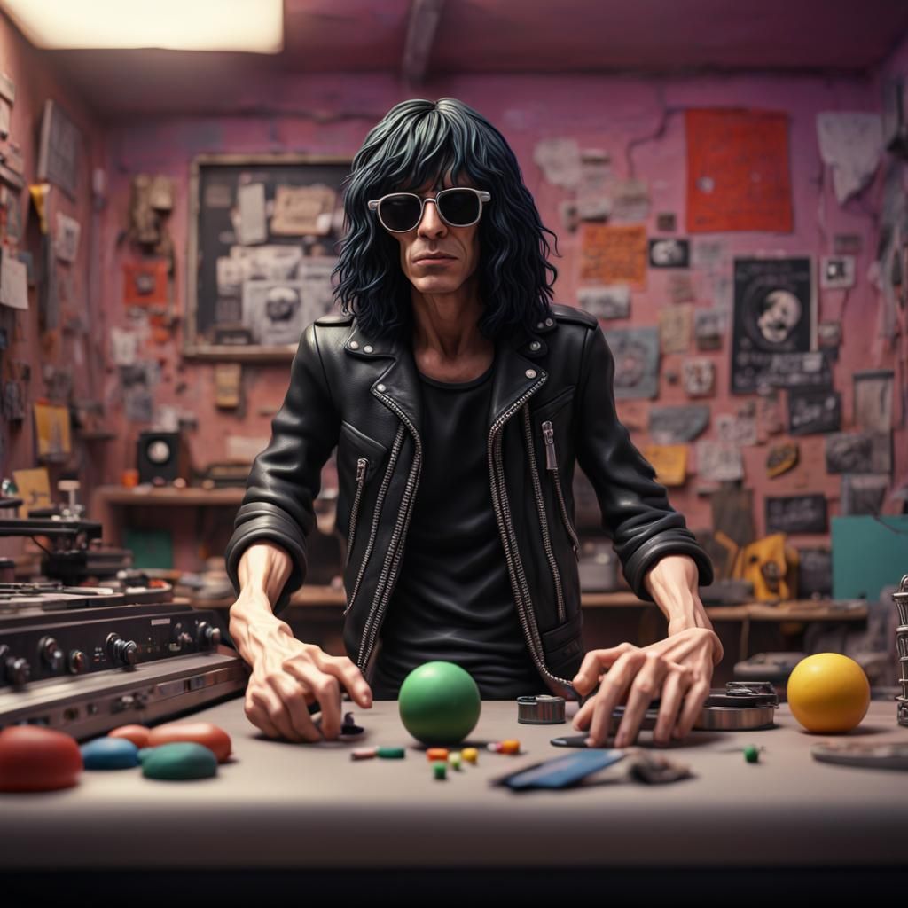 Plasticine Joey Ramone: Detailed Matte Painting