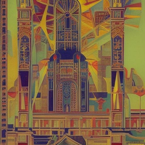Art Deco Architecture in Abstract Style