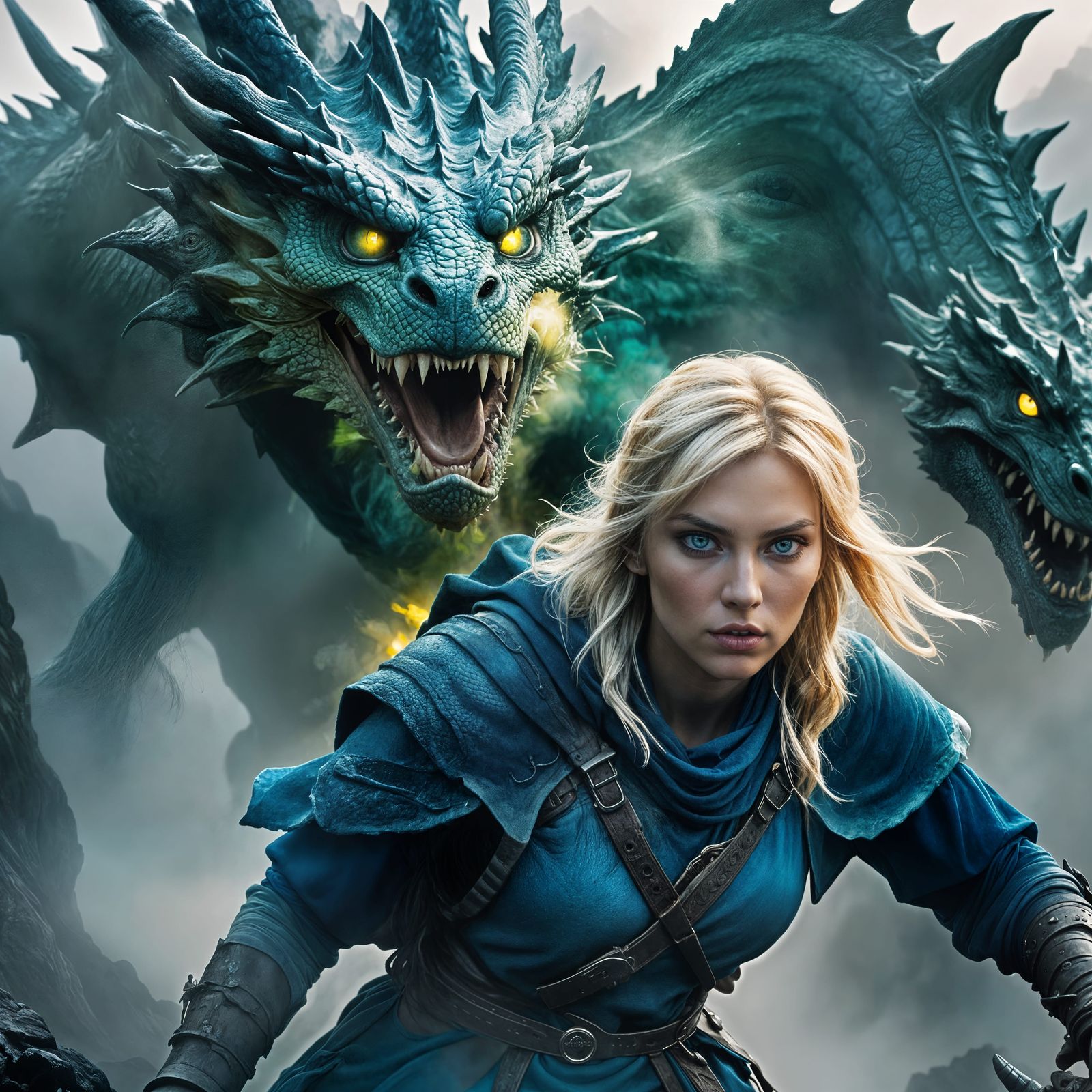 Cimmerian Warrior Escaping Dragon, Professional Portrait