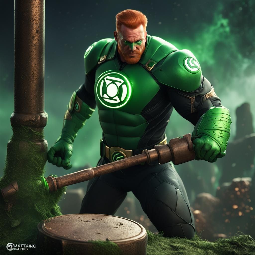 Guy Gardner Creates Sledgehammer with Green Lantern Ring