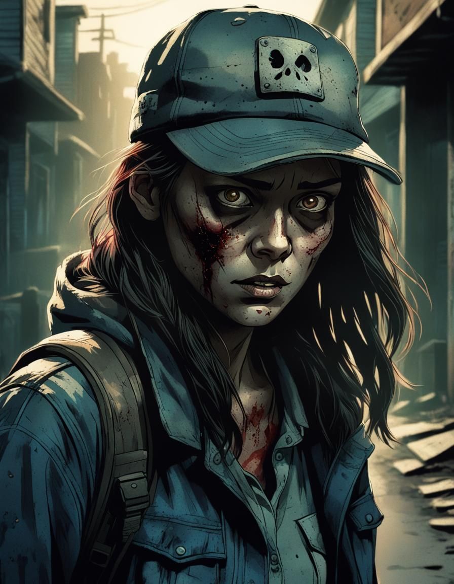 Dark Comic Art of a Haunted Survivor from The Walking Dead