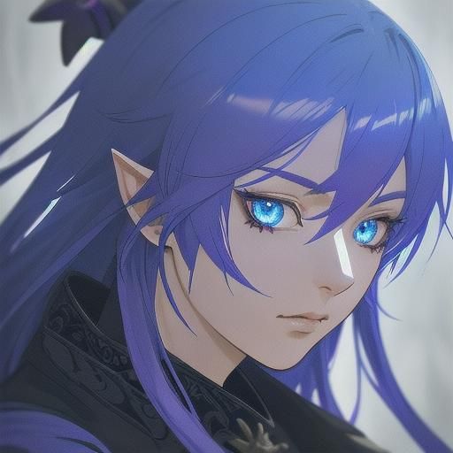 Anime Demon Girl Portrait in Pixiv and Genshin Style