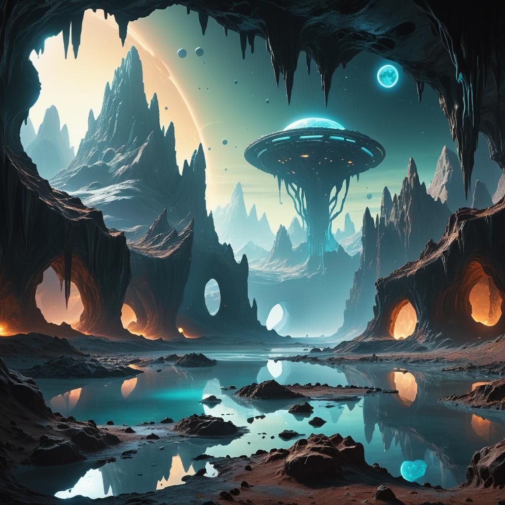Bioluminescent Alien City on Exoplanet Tundra
