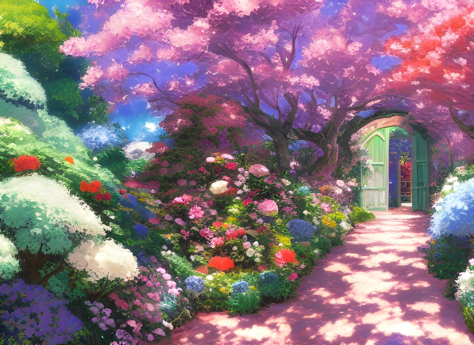 Anime Secret Garden Flower in Expressionist Oil Painting