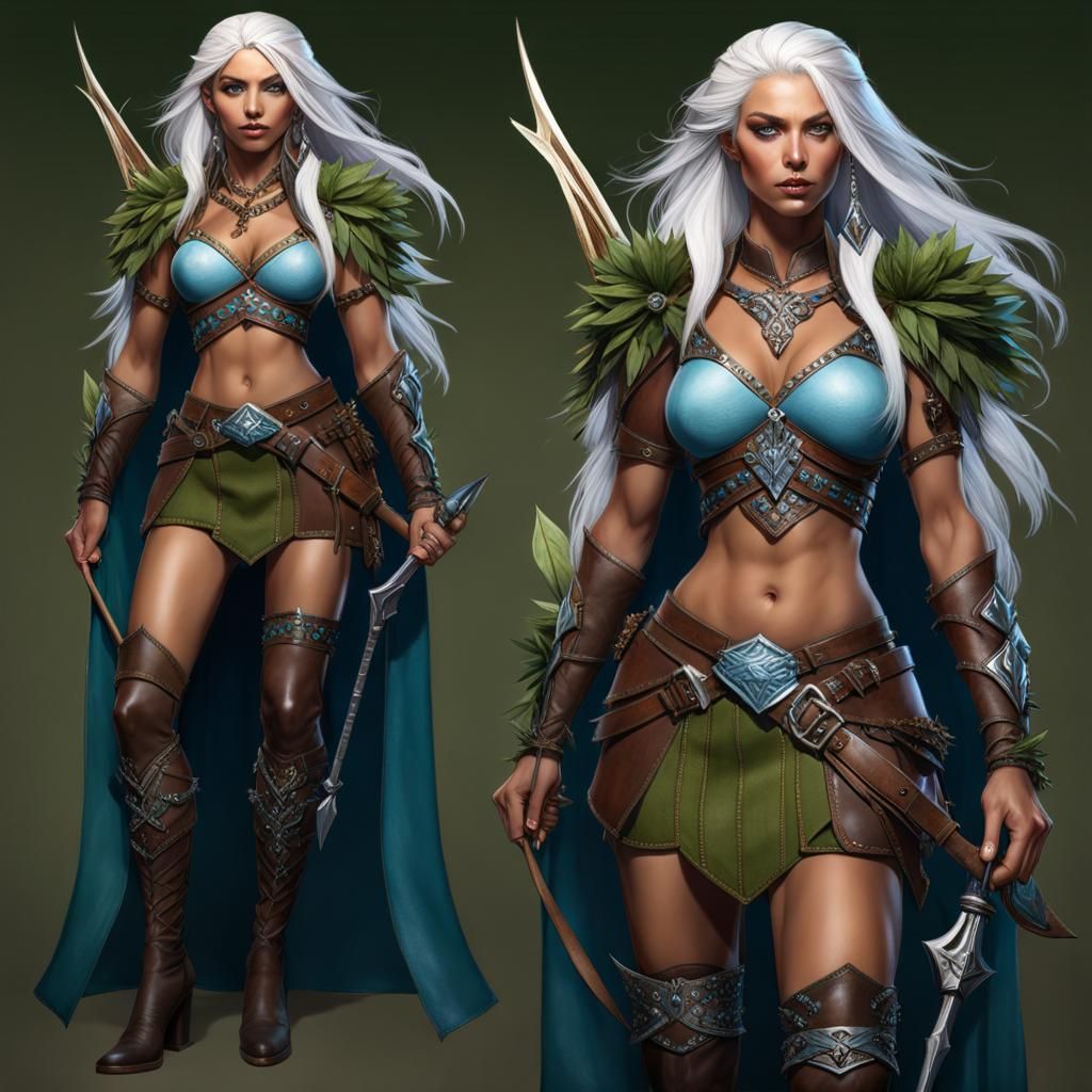 Drow Ranger Fighter with Bow: Fantasy Concept Art