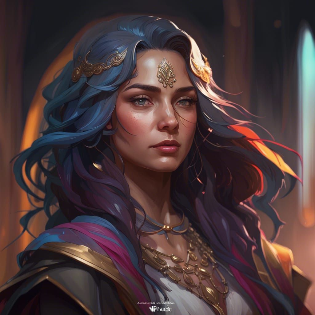 Detailed Portrait in Art Nouveau Style