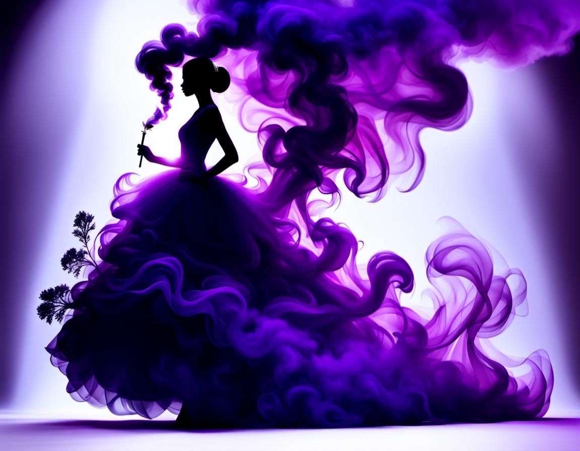 Smokey Purple House with Woman in Silhouette