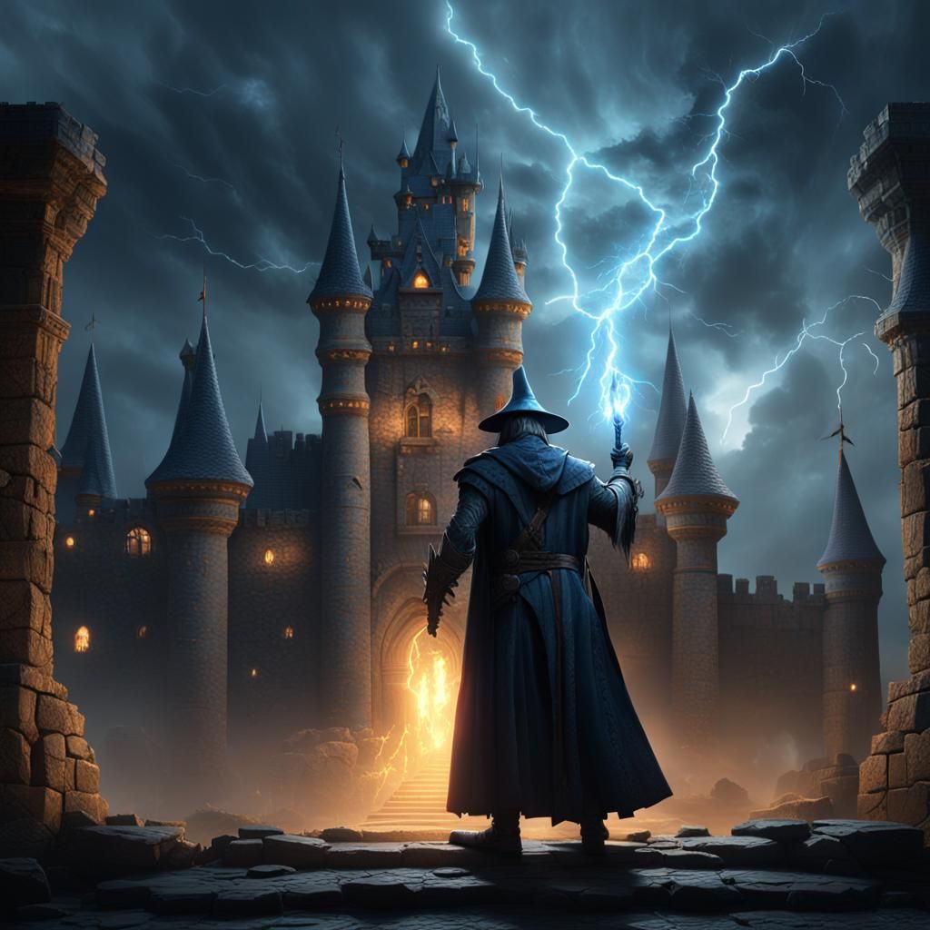 Wizard Conjures Lightning at Dark Castle
