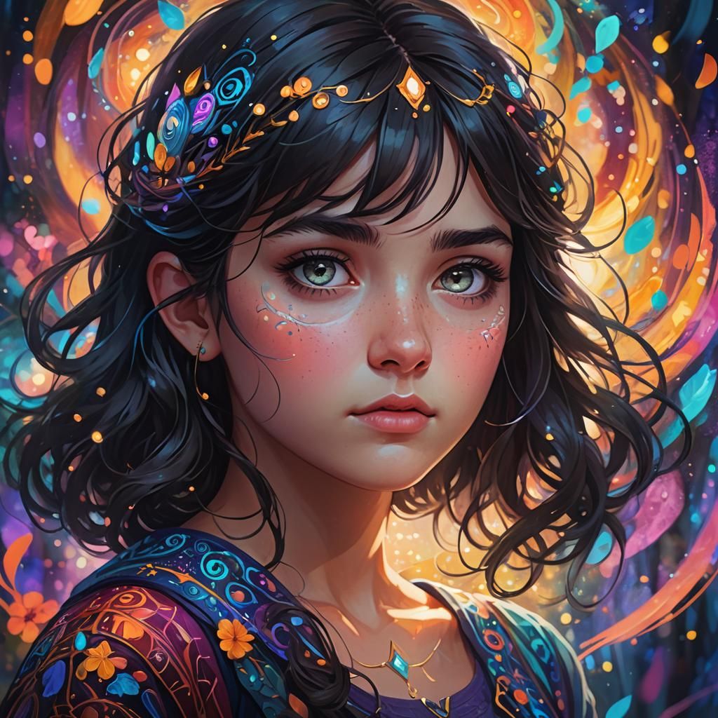 Dreamy Portrait of a Whimsical Teenage Girl