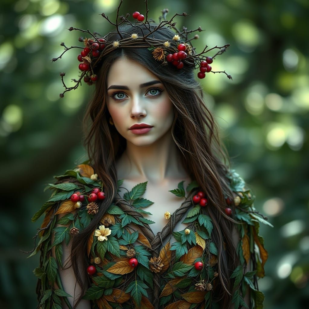 Enchanting Forest Queen Portrait in Natural Lighting