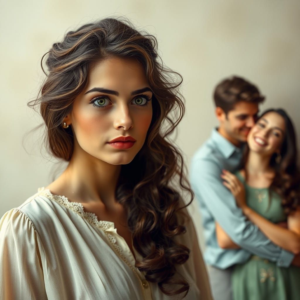 Wistful Pre-Raphaelite Woman Contemplates Love