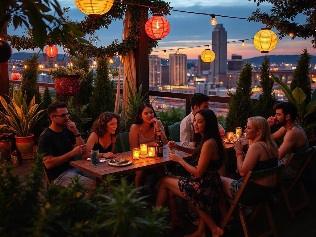 Vibrant Pittsburgh Pot Party in Dreamy Vaporwave Style