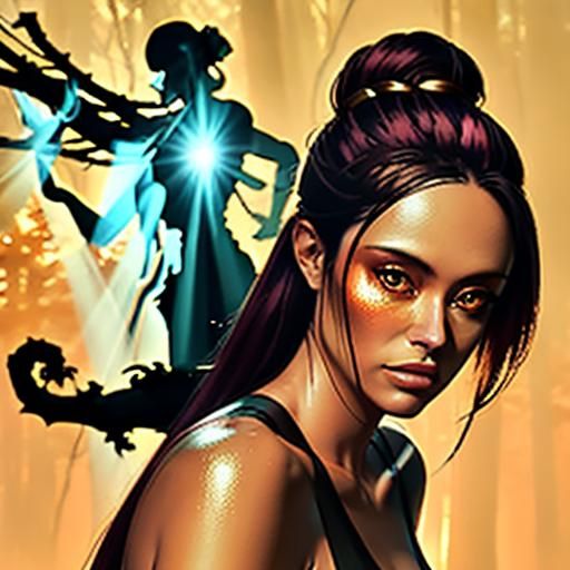 Eerie Forest at Sunset with Golden Light