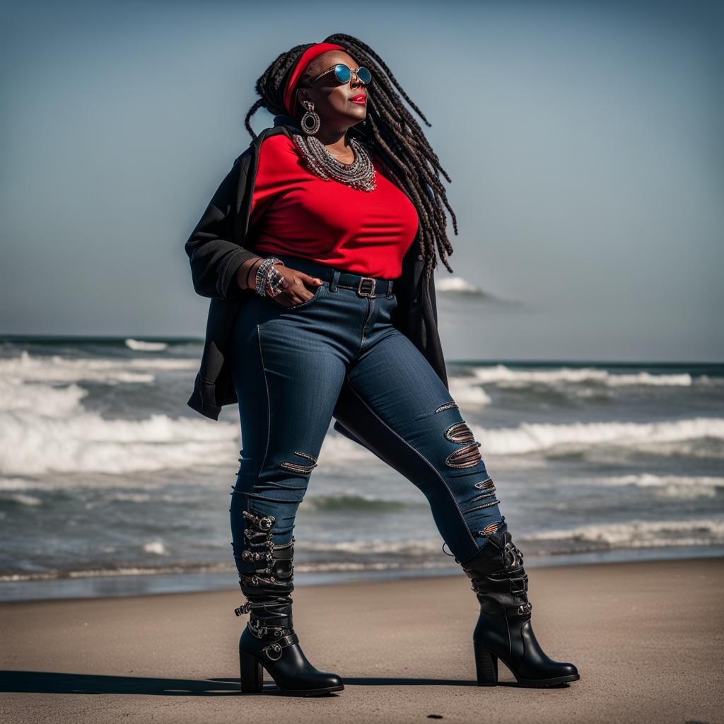 Elderly Woman Photographer at Sunset, Fantasy Art