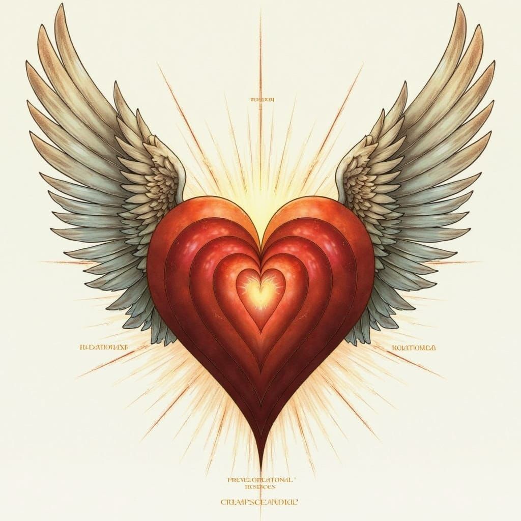Angelic Being with Radiant Heart and Wings