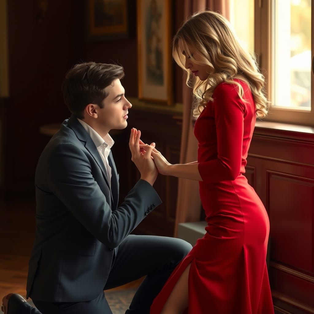 Romantic Pre-Raphaelite-Inspired Portrait of a Gentleman and...