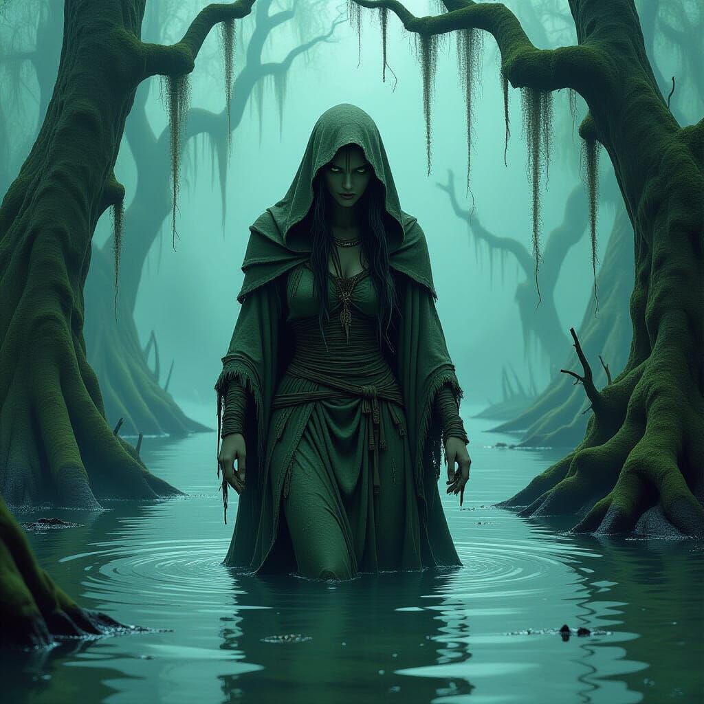 Mysterious Swamp Woman in a Fantasy Style