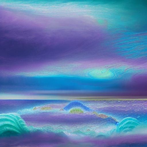 Surrealist Oceanic Dreamscapes in Vibrant Digital Art