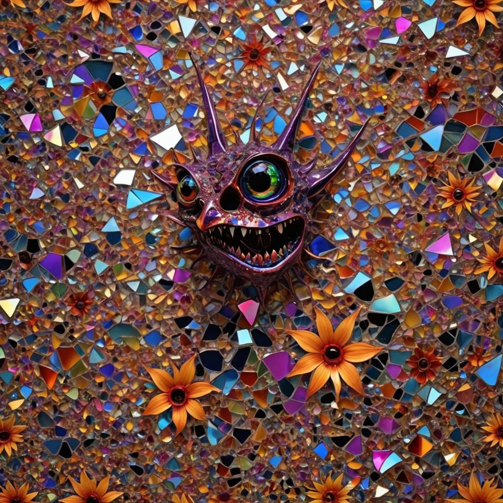 Iridescent Gremlin Vampire in Flower Power Garden