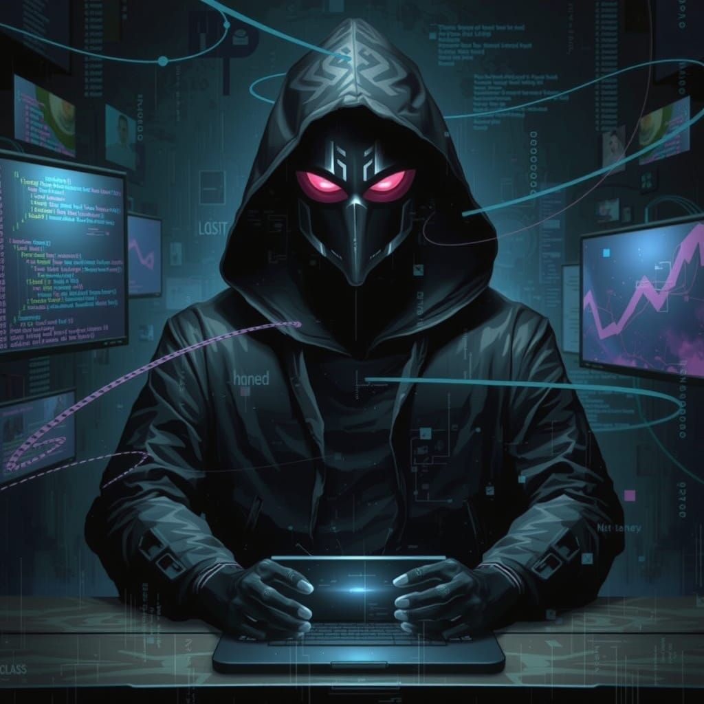 Modern pirate stealing information from the internet