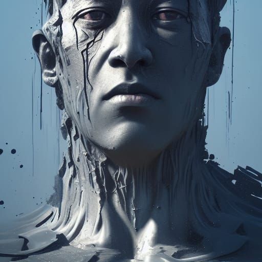 Detailed Mud Man Portrait in Art Nouveau Style