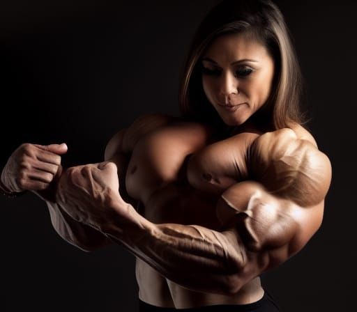 Muscular Bodybuilder Mom Flexing Ripped Arms