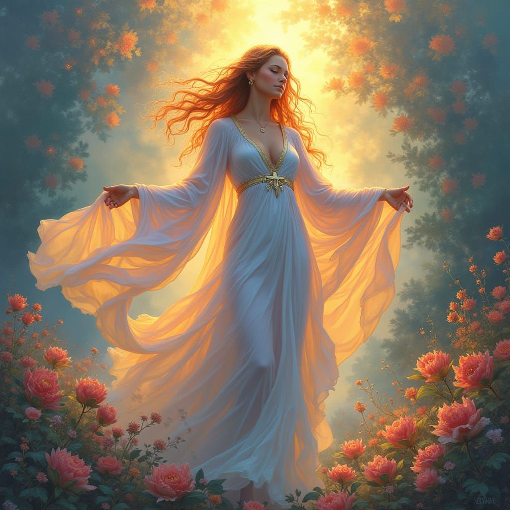Goddess of Love and Light in Digital Art Style