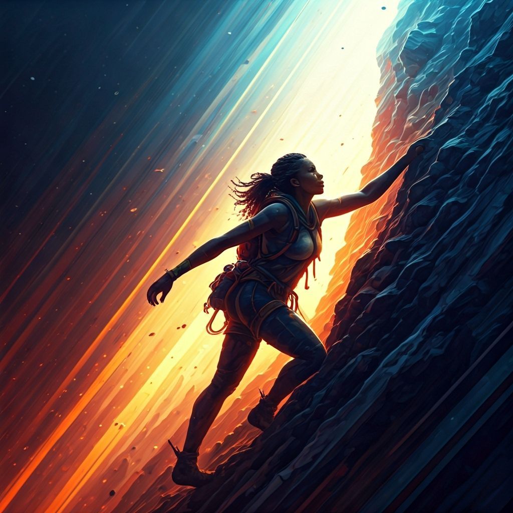 Black Female Climber Ascends Mount Olympus