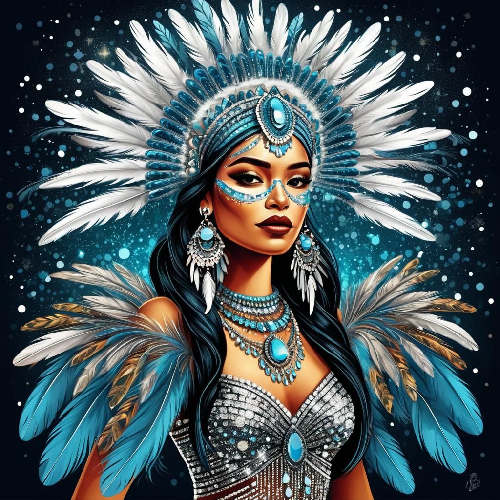 Queen in Feathers: A Chicano Art Portrait