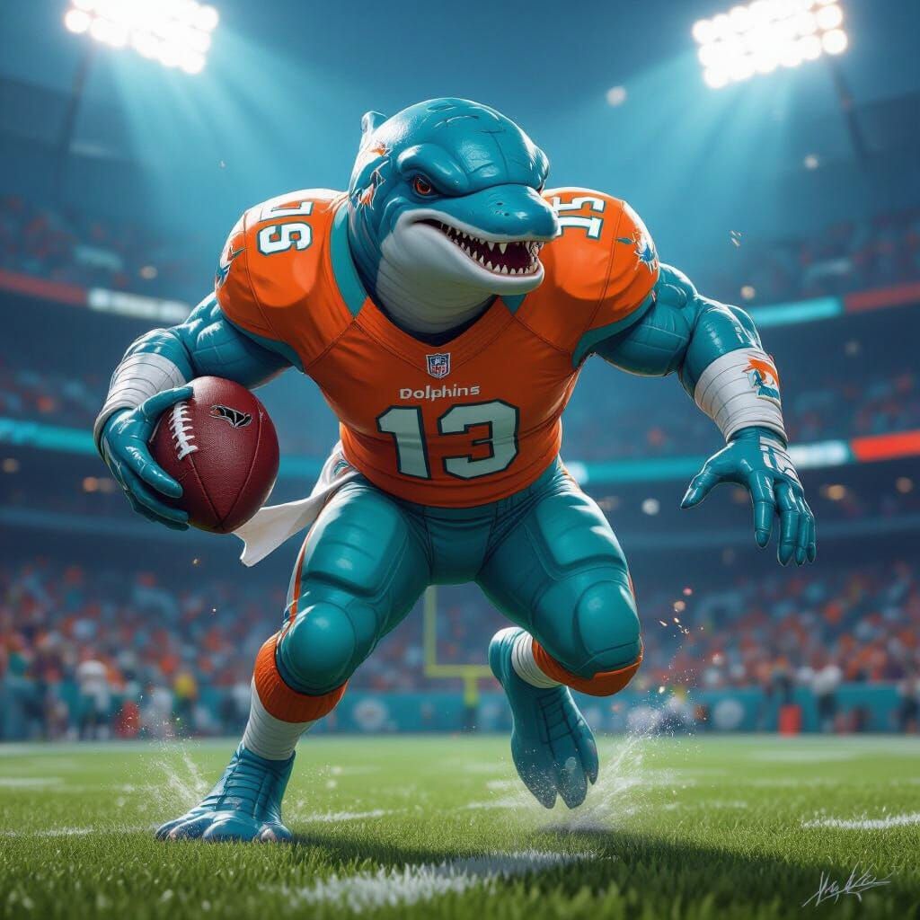 Slann Dolphin Blood Bowl Player in Miami Dolphins Uniform