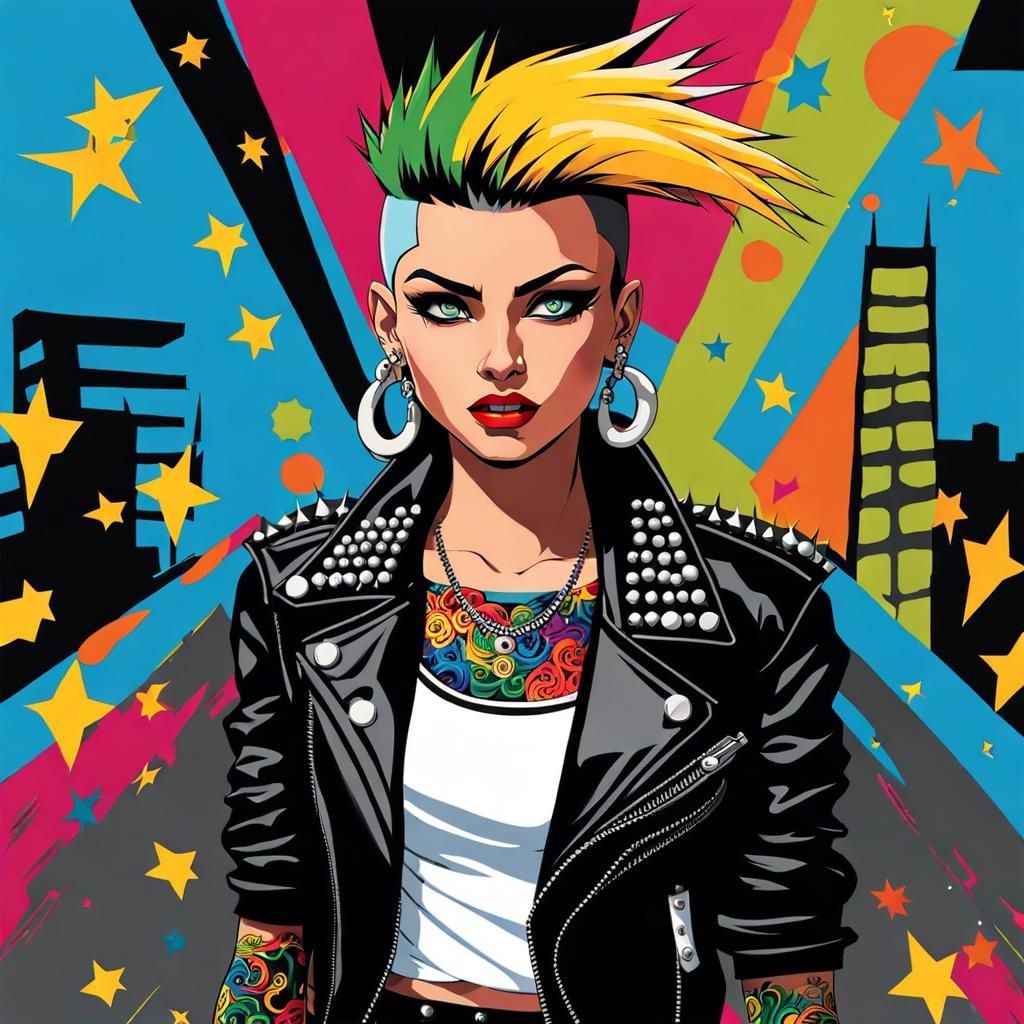 Animated Punk Rock Lady Portrait