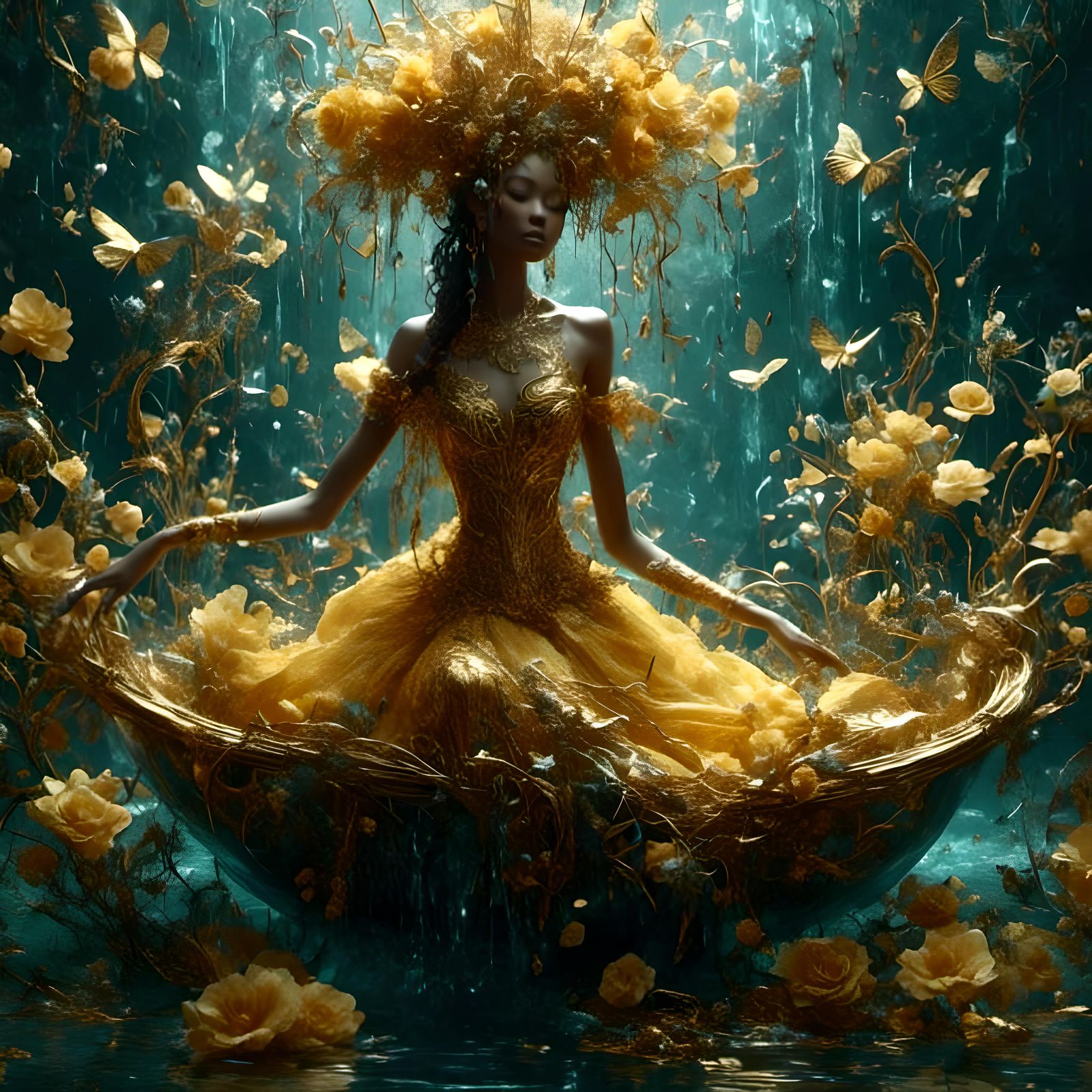 Bathing Royals in Golden Light: Dark Fantasy Art