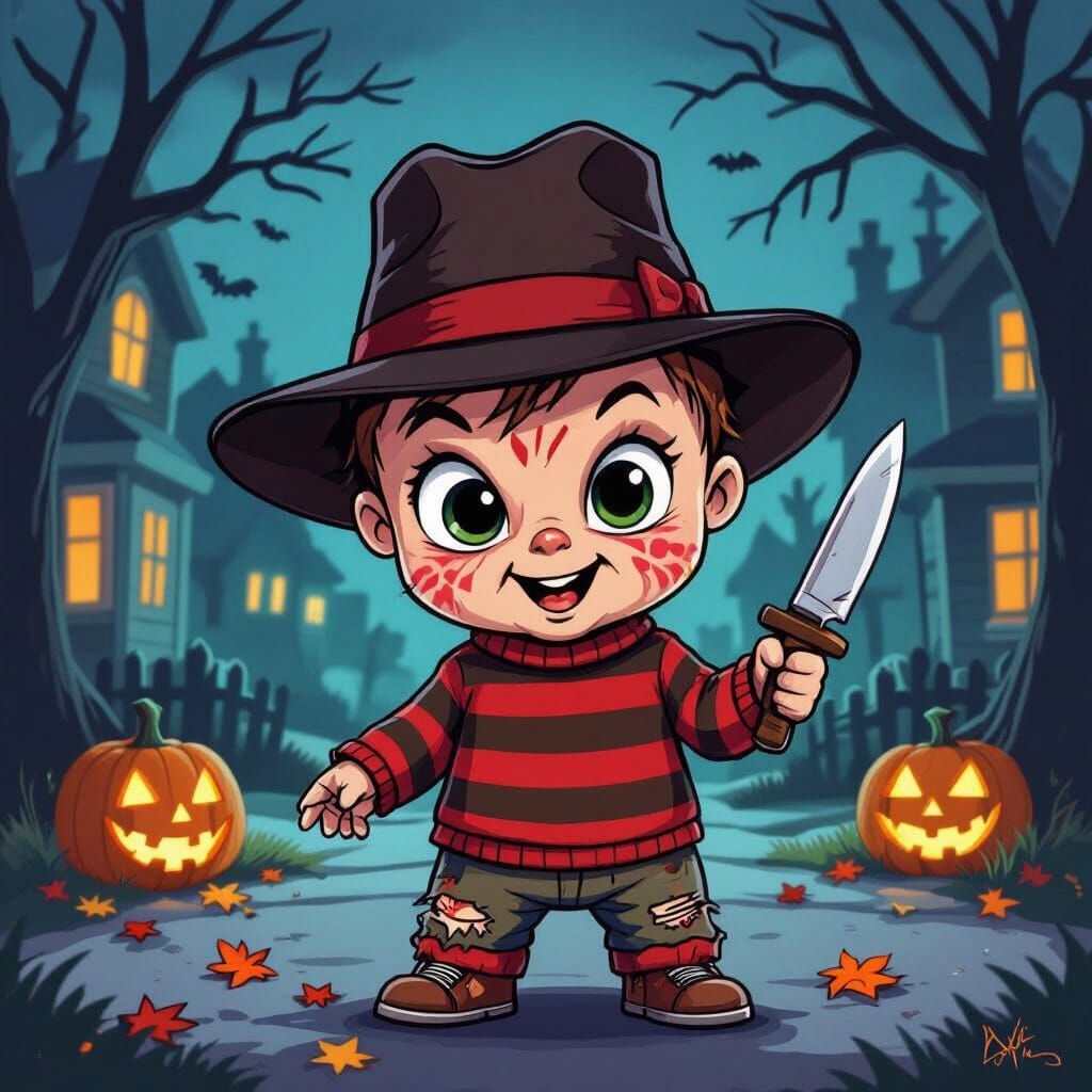 Baby Freddy Krueger Cartoon Halloween