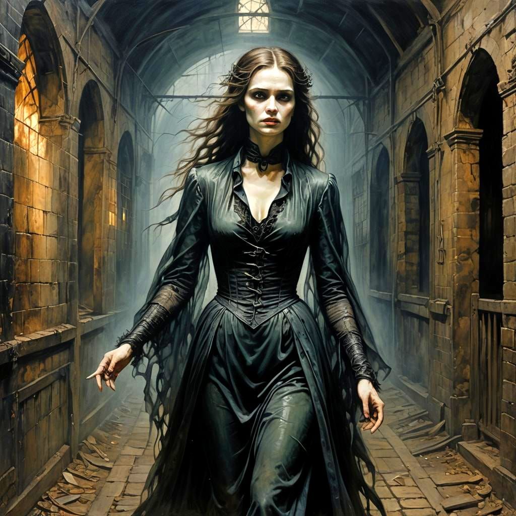 Ethereal Woman in Decaying Victorian Stables