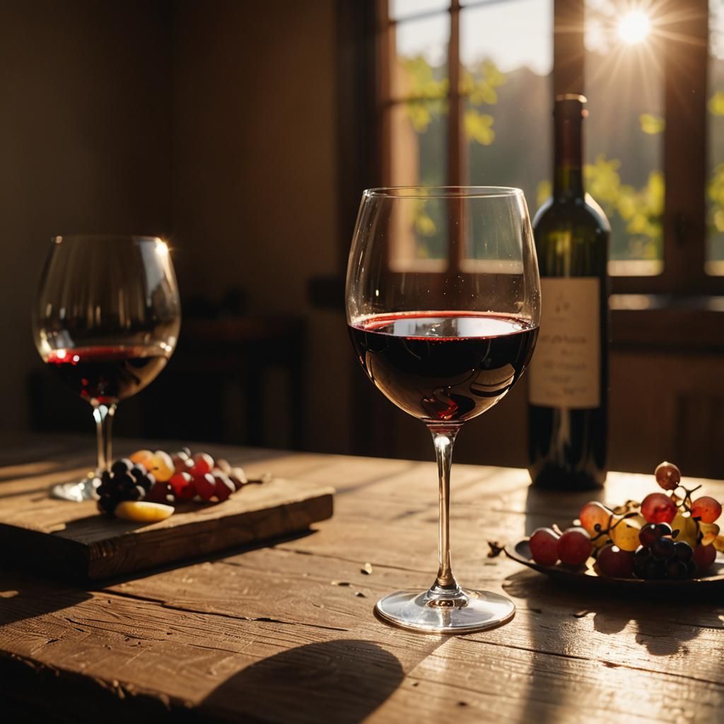 Glowing Wine Glass Still Life, in Dramatic Lighting