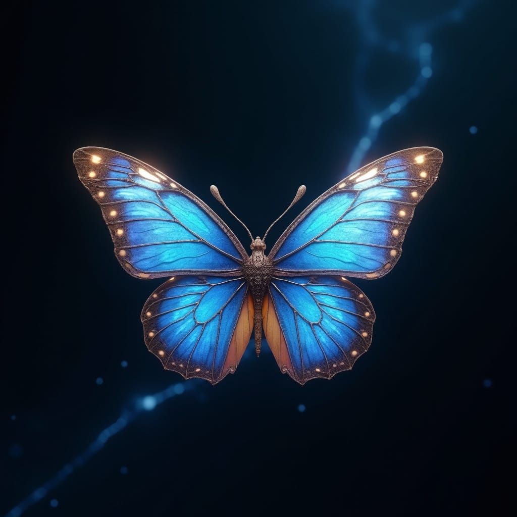 Luminous Mythical Butterfly on Velvet Night Sky