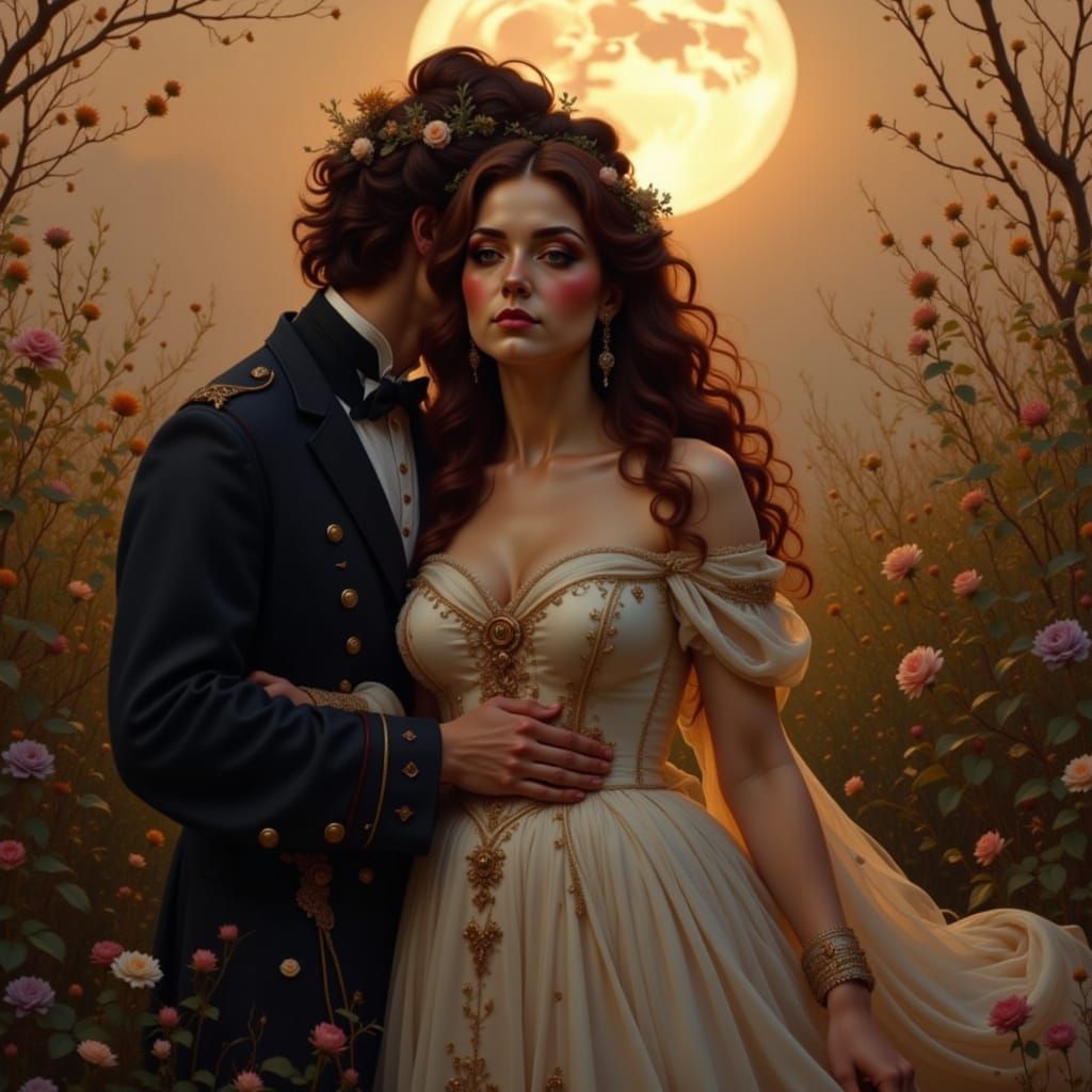 Ethereal Romance Under Moonlight and Stars