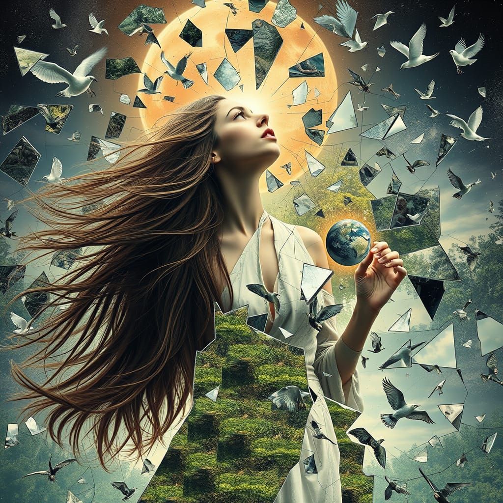 Woman in Deep Space Reflects on Reality Simulation