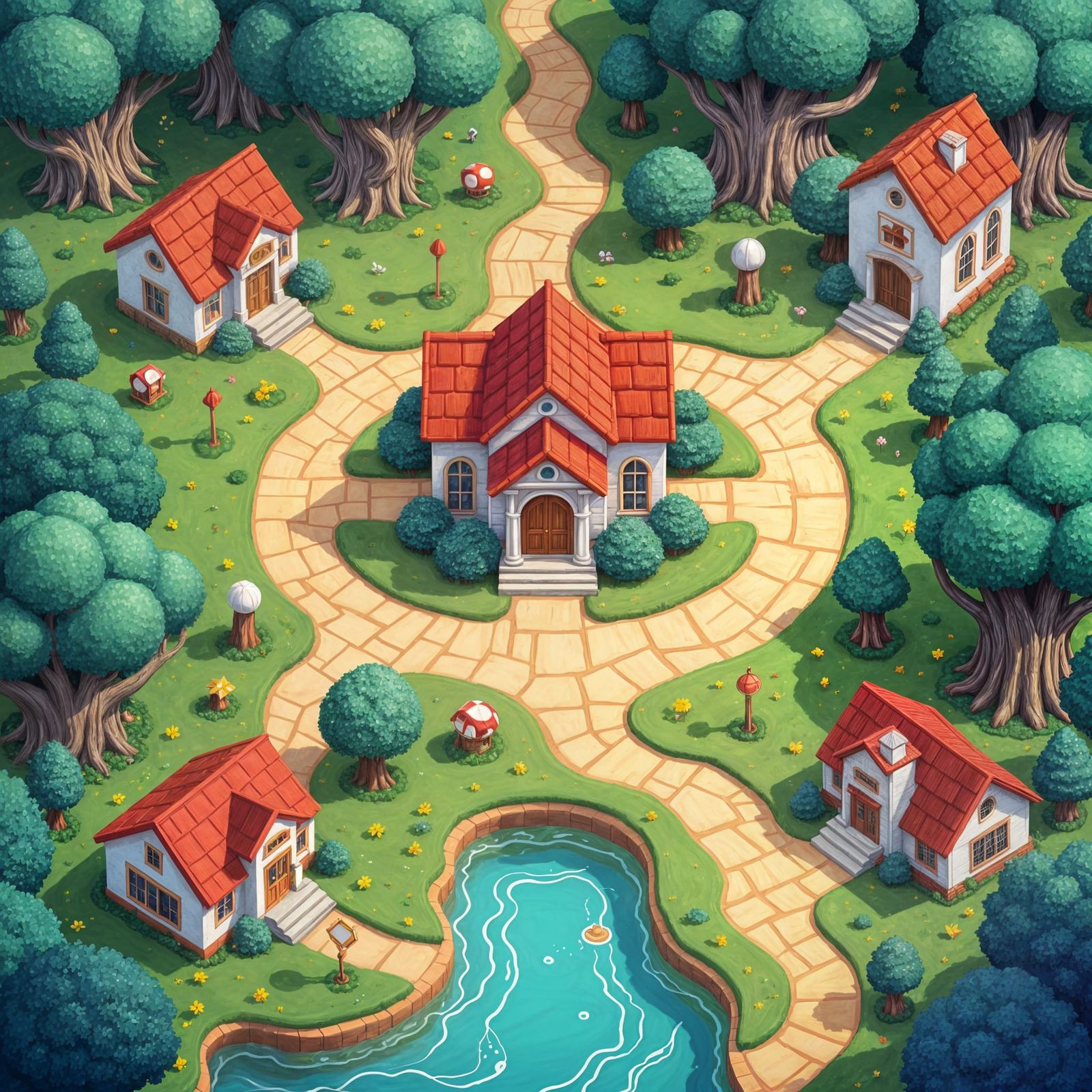 Cartoon Overworld Map in Super Mario World Style