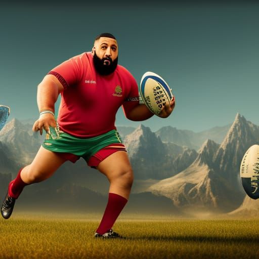 Dj Khaled playing rugby