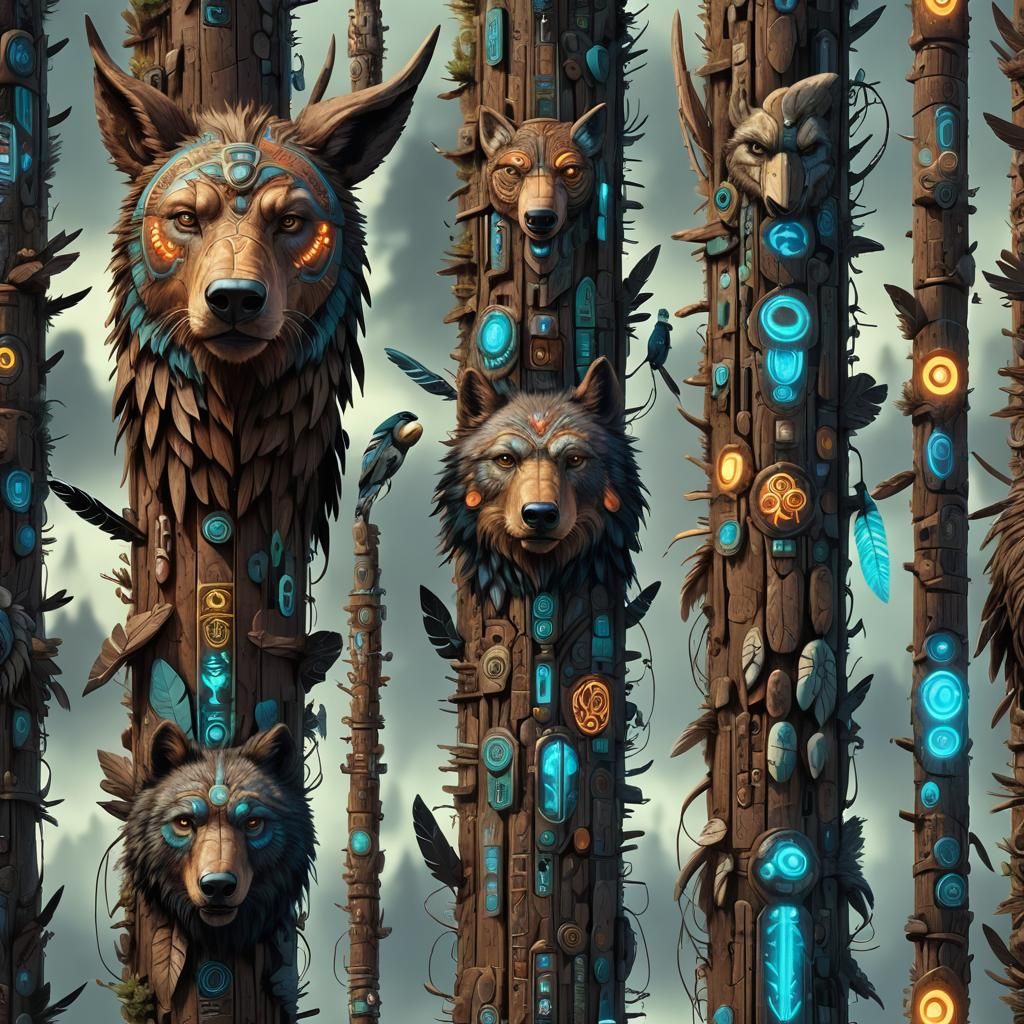 Bioluminescent Totem Pole with Electronic Components