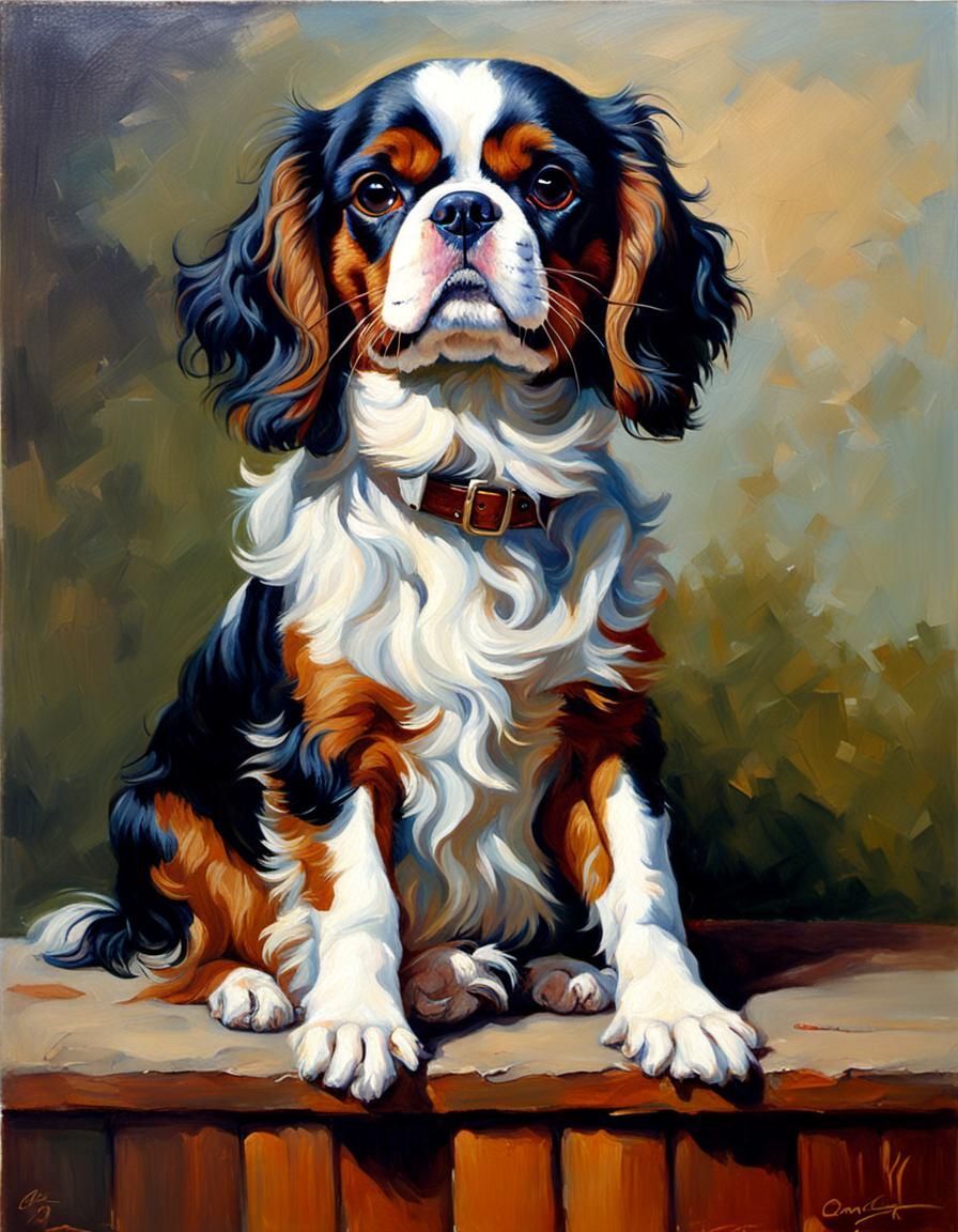 Cavalier King Charles Spaniel Oil Painting