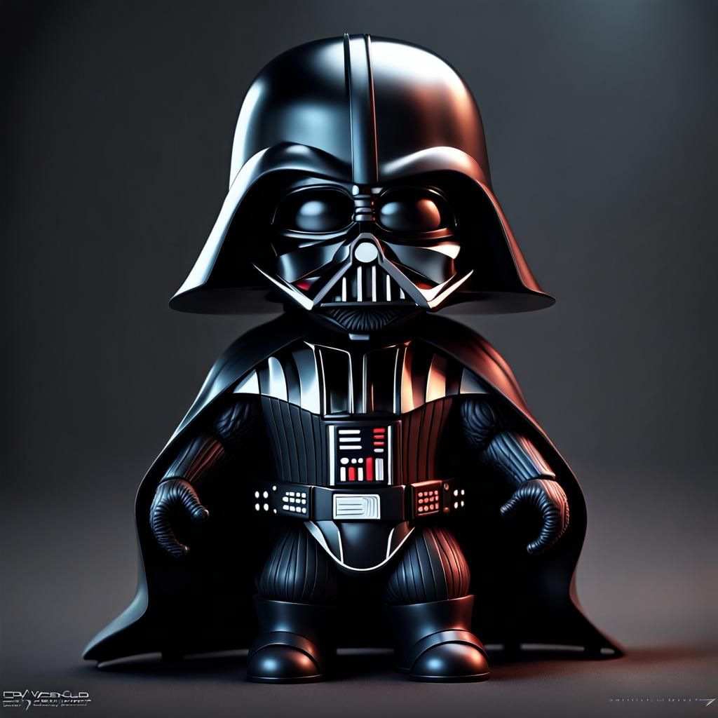 Hyperrealistic CGI Chibi Darth Vader Illustration