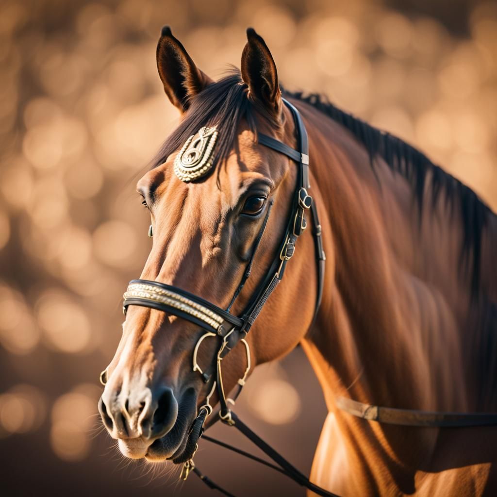 Egyptian Horse Portrait in Beige Color