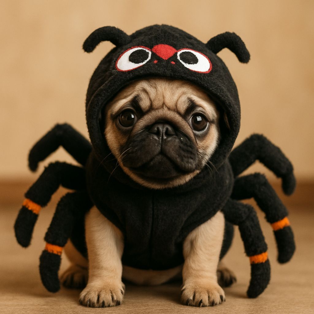Cute Pug Puppy in Spider Costume