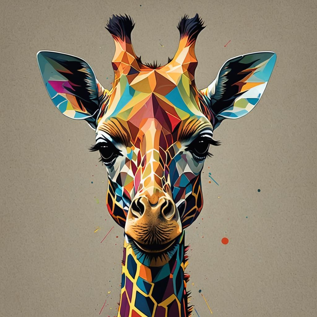 Geometric Giraffe Head in Pop Art Style