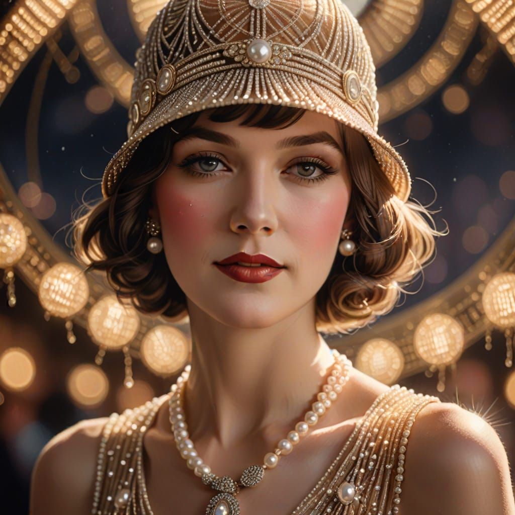 Vintage Art Deco Portrait of a Flapper in Soft Light
