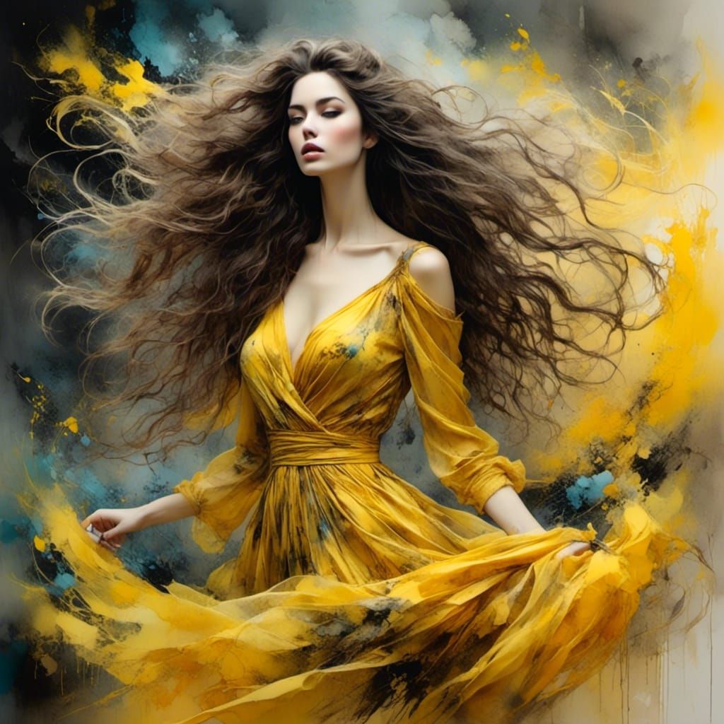 <lora:Alcohol Ink:1.0> <lora:Wind Blowing Style:1.0> .