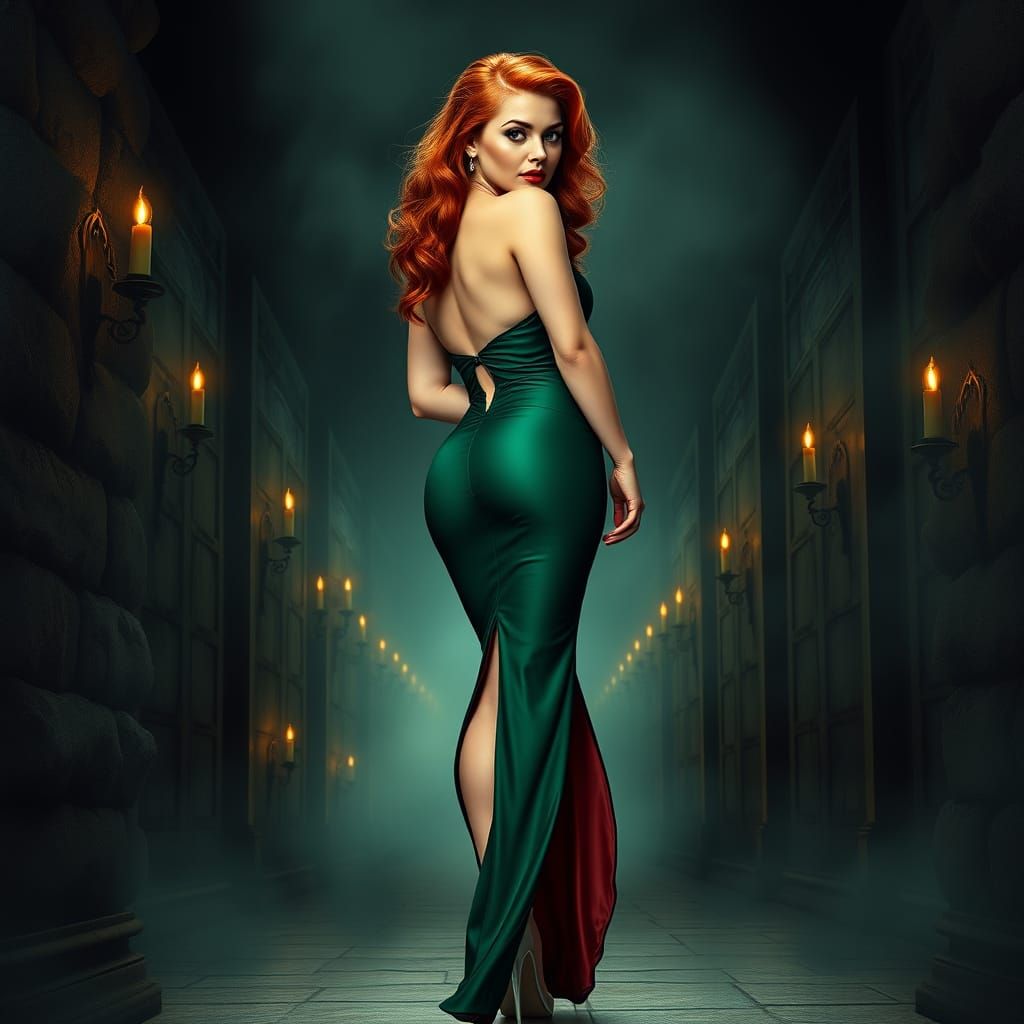 Ethereal Beauty in Emerald Gown